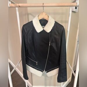 Dawn Levy Black and Cream Leather Jacket